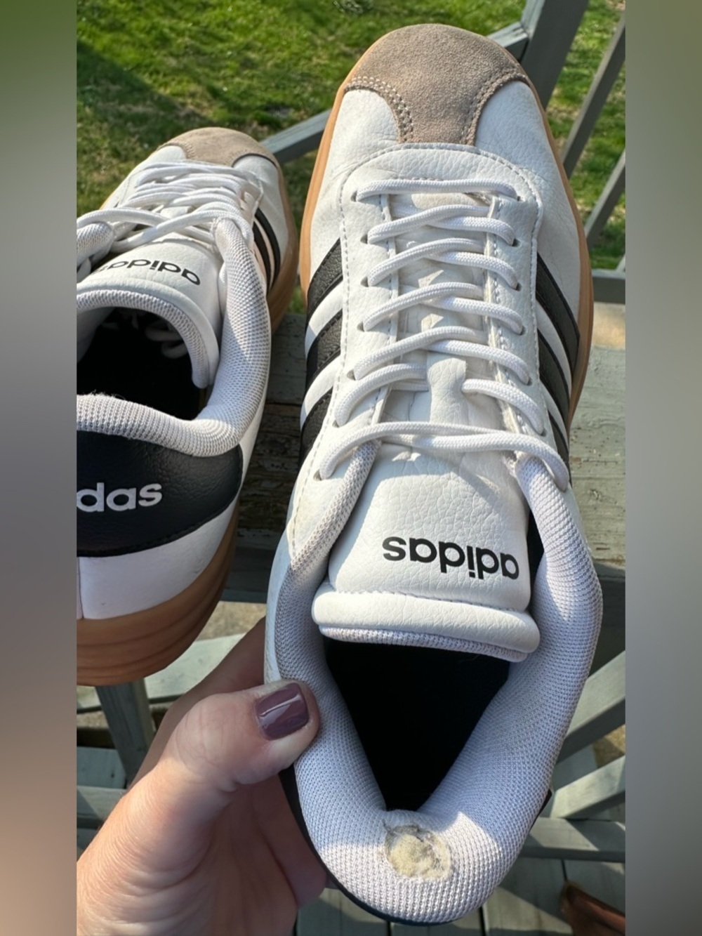 ADIDAS 7.5 UK 6 VL Blokecore Court High Platform White Black Leather Cream Tan - Picture 10 of 13
